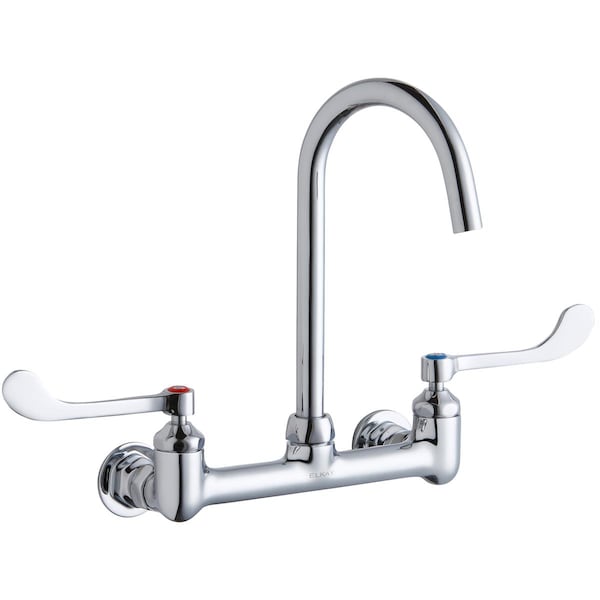 Elkay Wall Mnt 8In, Gn 5In Spt, 1Pc Wrist Bld Hndl, 6In, 1/2In Hw